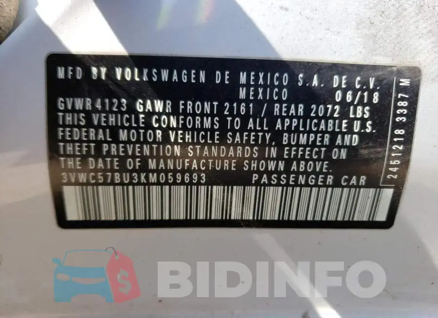 3VWC57BU3KM059693 Photo# 12