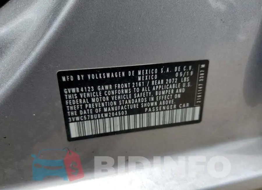 3VWC57BU8KM204503 Photo# 12