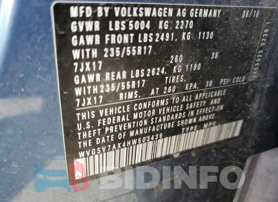 WVGSV7AX4HW503436 Photo# 12
