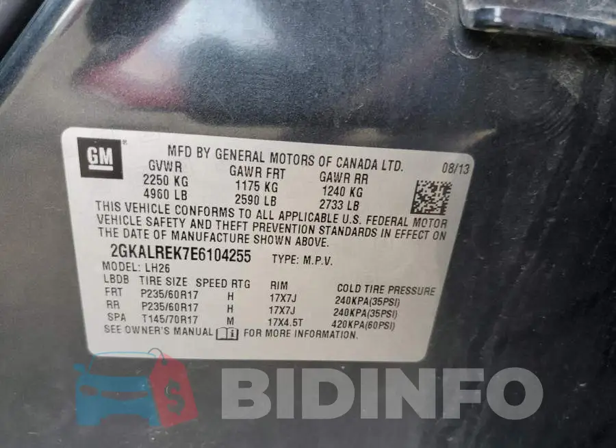 2GKALREK7E6104255 Photo# 14