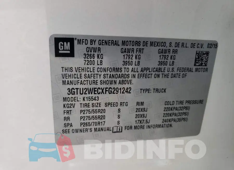 3GTU2WECXFG291242 Photo# 12