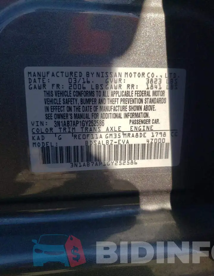 3N1AB7AP1GY252586 Photo# 12