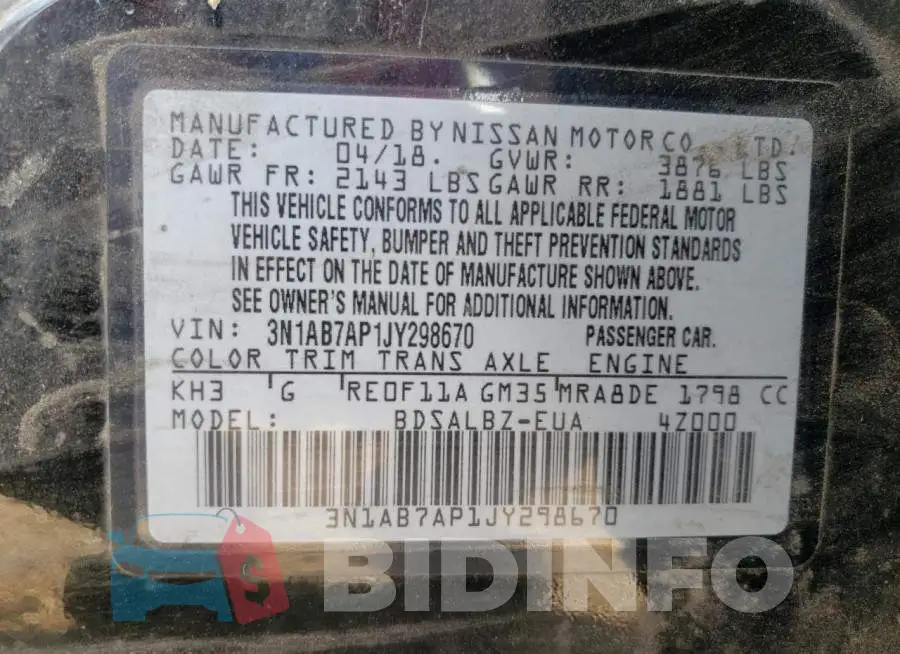 3N1AB7AP1JY298670 Photo# 12