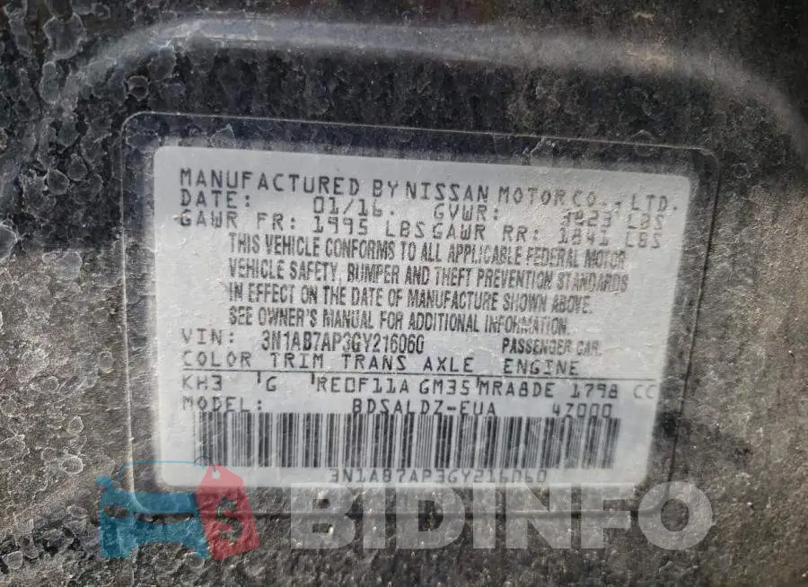 3N1AB7AP3GY216060 Photo# 13