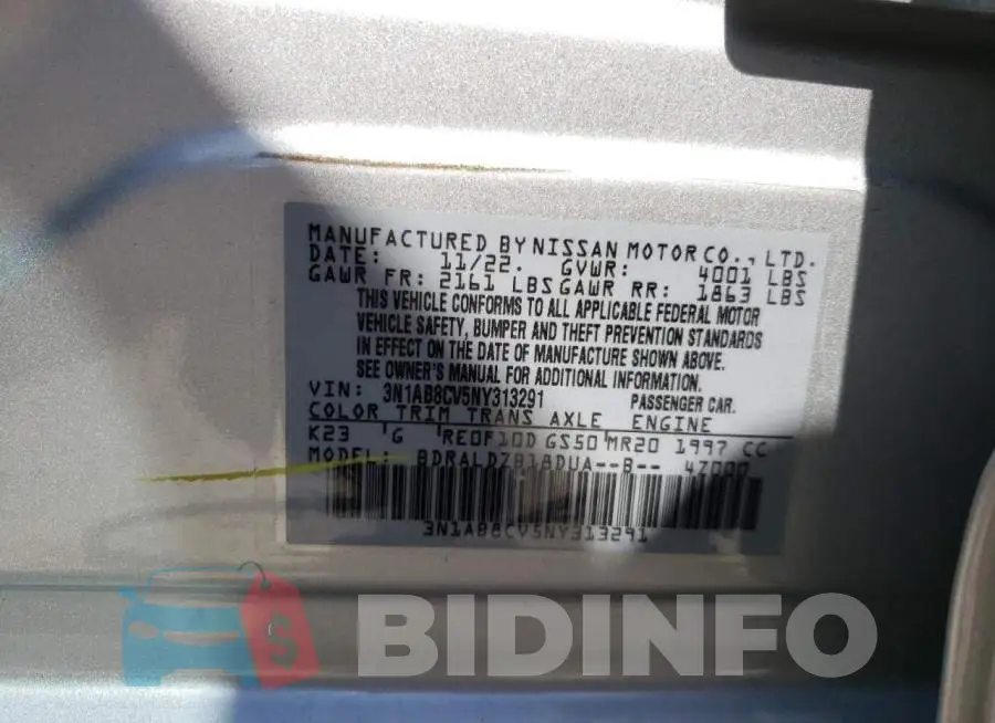 3N1AB8CV5NY313291 Photo# 12