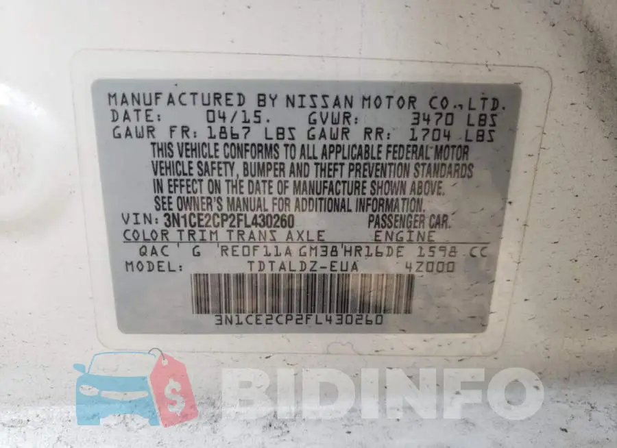 3N1CE2CP2FL430260 Photo# 12