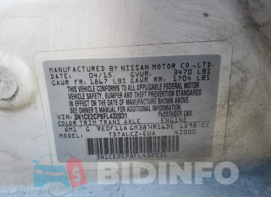 3N1CE2CP8FL432031 Photo# 13