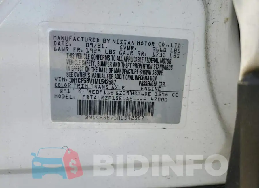 3N1CP5BV1ML542587 Photo# 14