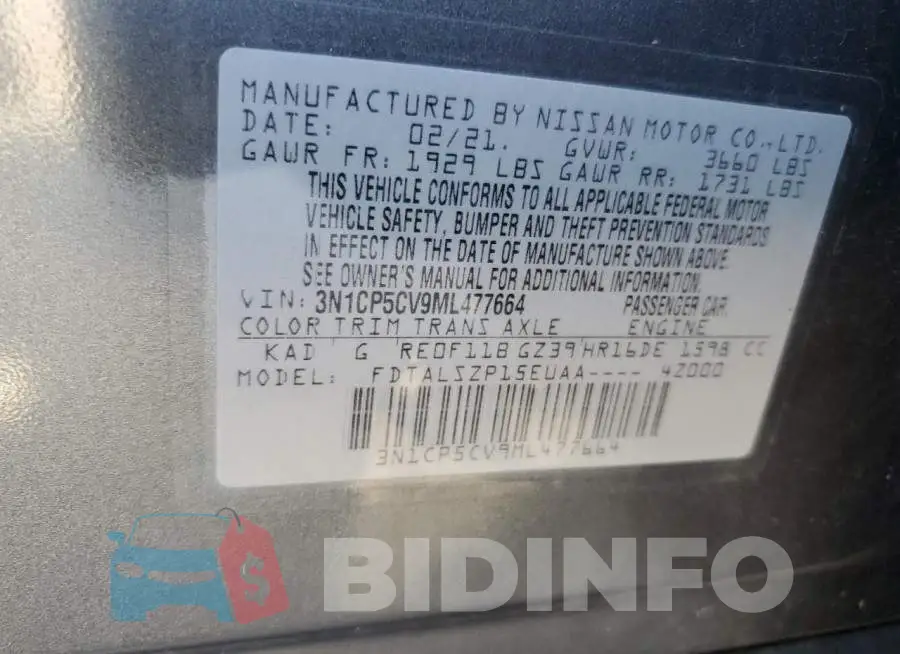 3N1CP5CV9ML477664 Photo# 14