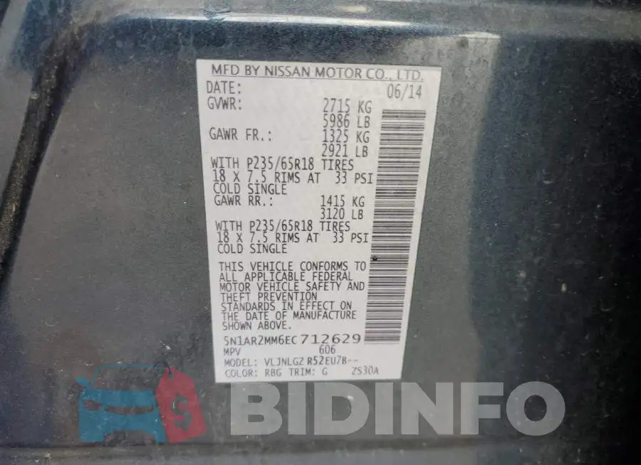 5N1AR2MM6EC712629 Photo# 12