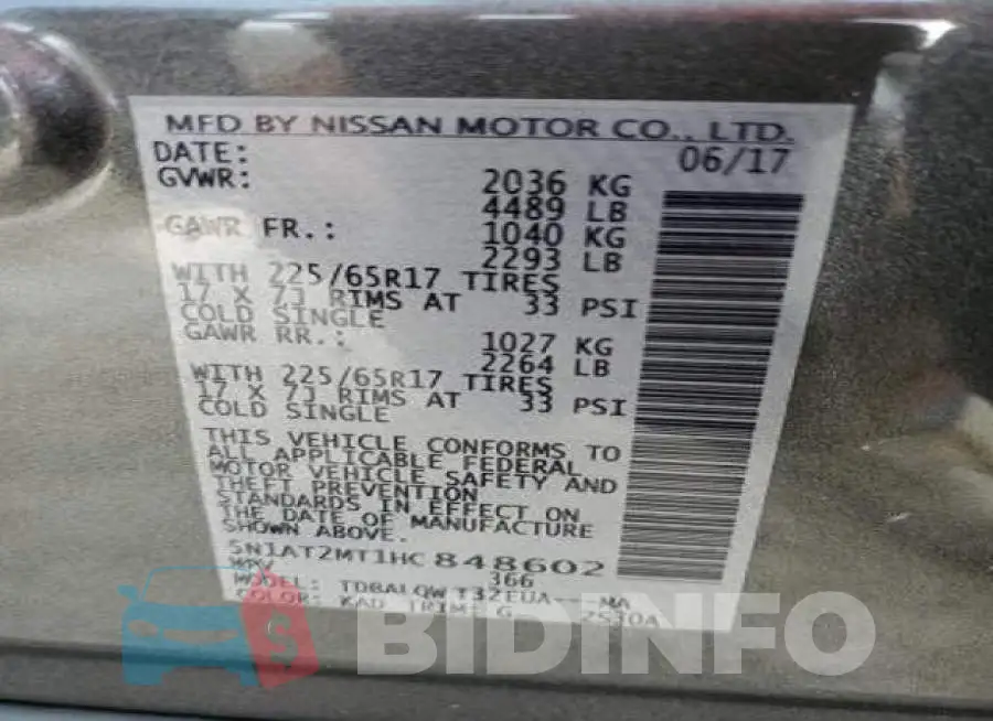5N1AT2MT1HC848602 Photo# 14