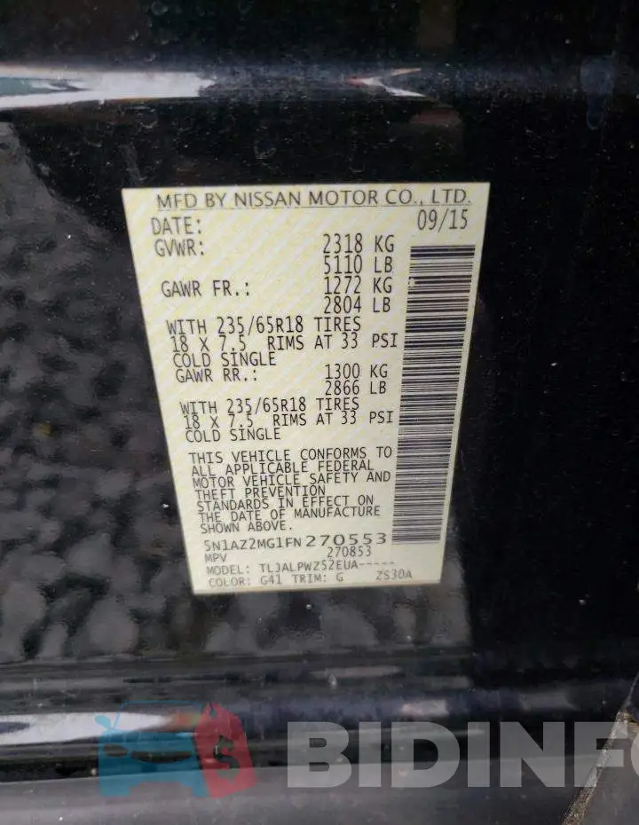 5N1AZ2MG1FN270553 Photo# 13