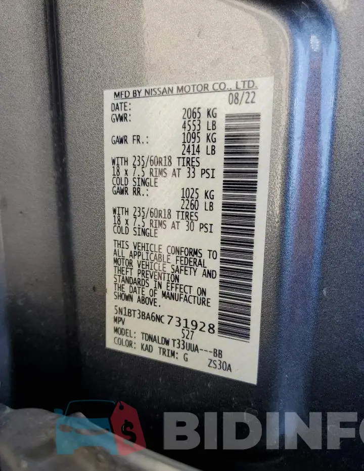 5N1BT3BA6NC731928 Photo# 13