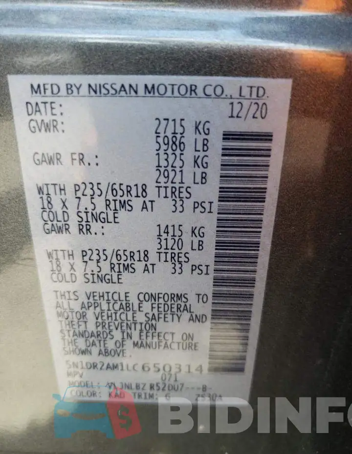 5N1DR2AM1LC650314 Photo# 12