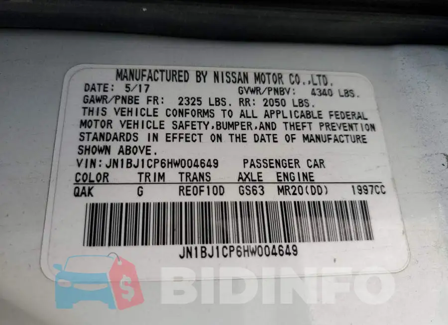JN1BJ1CP6HW004649 Photo# 13