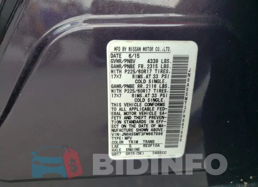 JN8AS5MT3FW667896 Photo# 13