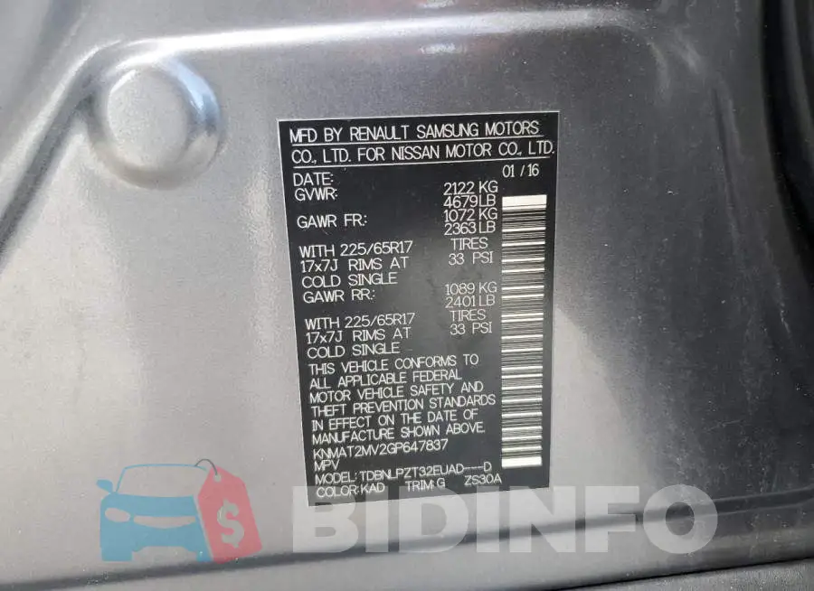 KNMAT2MV2GP647837 Photo# 13