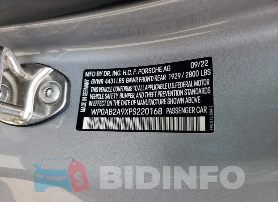 WP0AB2A9XPS220168 Photo# 12