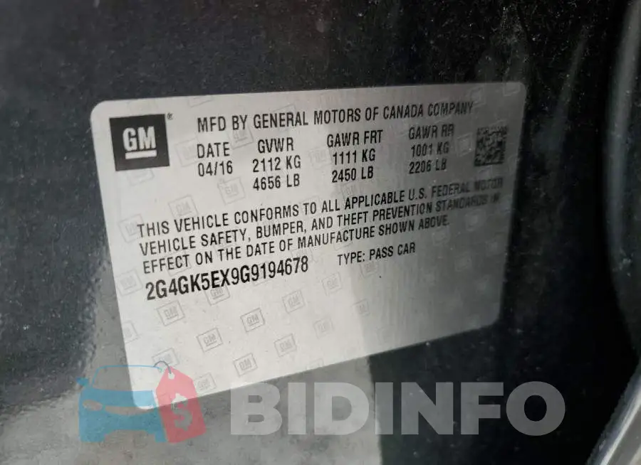 2G4GK5EX9G9194678 Photo# 14