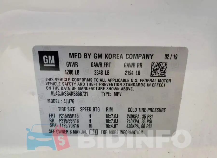 KL4CJASB4KB868731 Photo# 13