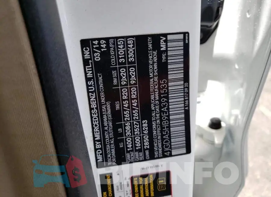 4JGDA5HB9EA391535 Photo# 12
