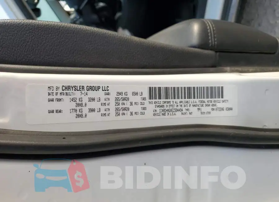 1C4RDHAGXEC594494 Photo# 14