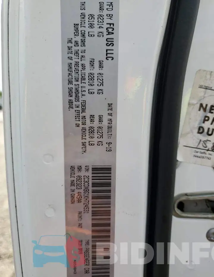 2C3CDXBG1KH724531 Photo# 13
