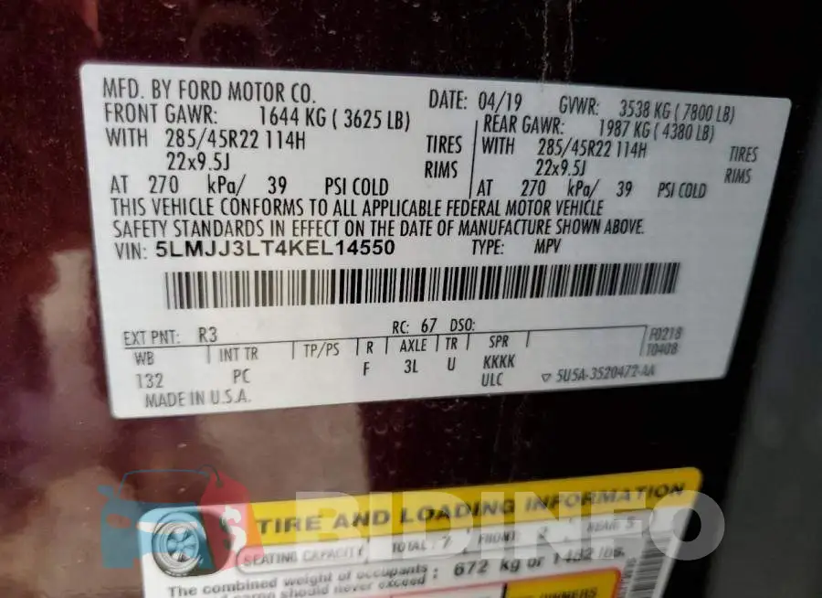 5LMJJ3LT4KEL14550 Photo# 13