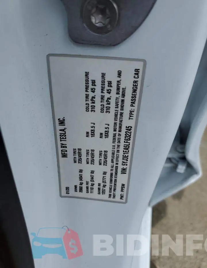 5YJ3E1EA5LF632245 Photo# 13