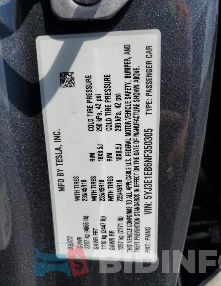 5YJ3E1EB6NF350305 Photo# 12