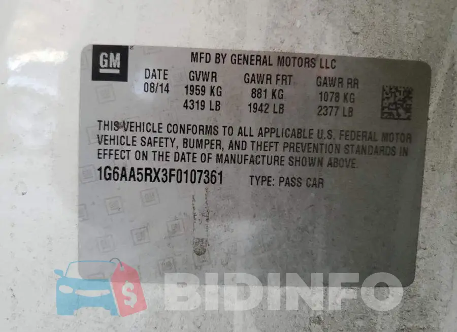1G6AA5RX3F0107361 Photo# 12