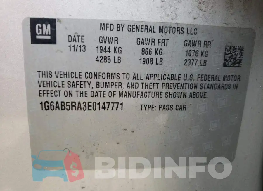 1G6AB5RA3E0147771 Photo# 12