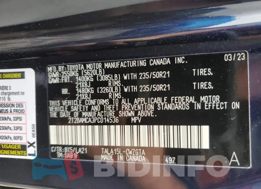 2T2BAMCA3PC014536 Photo# 13
