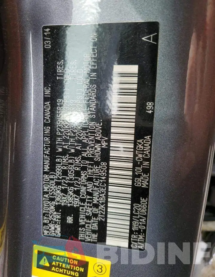 2T2ZK1BA3EC149508 Photo# 13