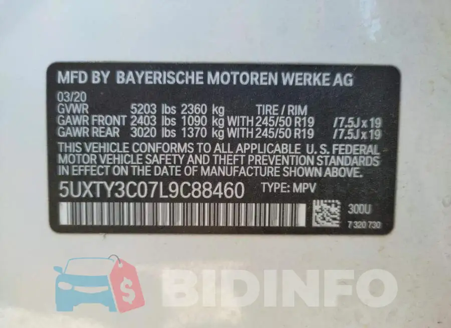 5UXTY3C07L9C88460 Photo# 14