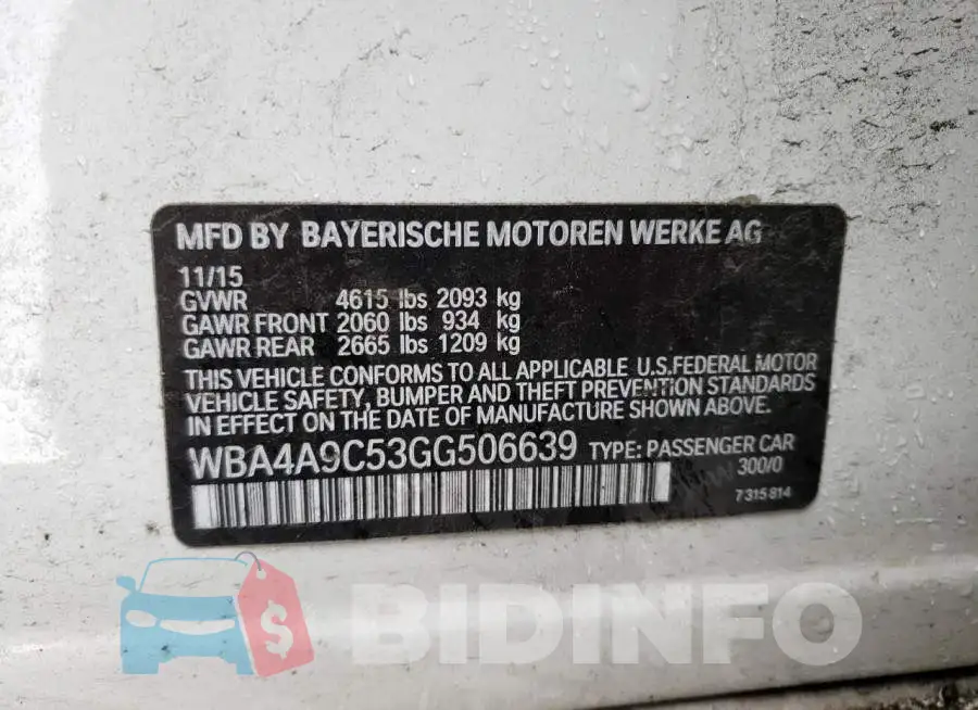 WBA4A9C53GG506639 Photo# 12