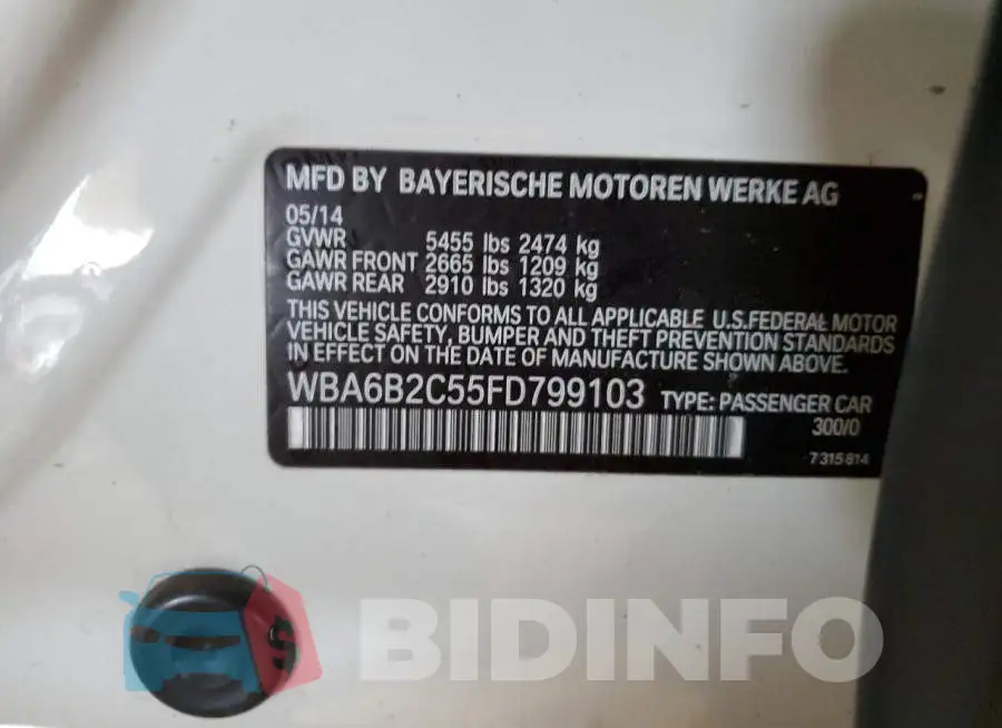 WBA6B2C55FD799103 Photo# 12