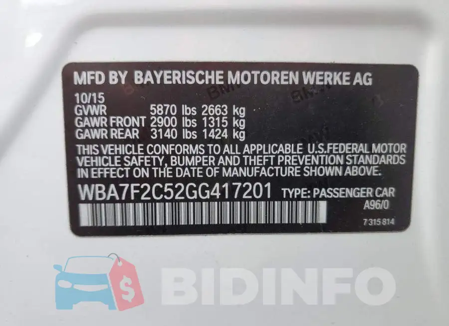 WBA7F2C52GG417201 Photo# 12