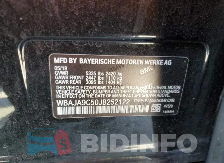 WBAJA9C50JB252122 Photo# 12