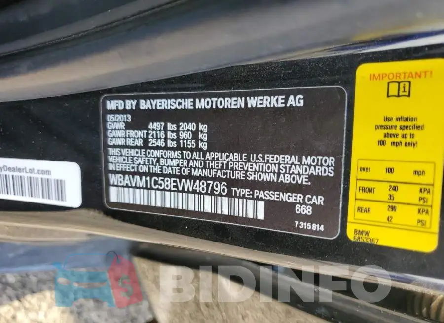 WBAVM1C58EVW48796 Photo# 12