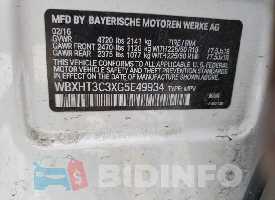 WBXHT3C3XG5E49934 Photo# 13