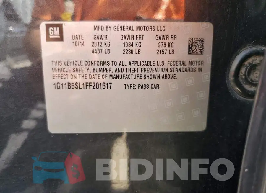 1G11B5SL1FF201617 Photo# 13