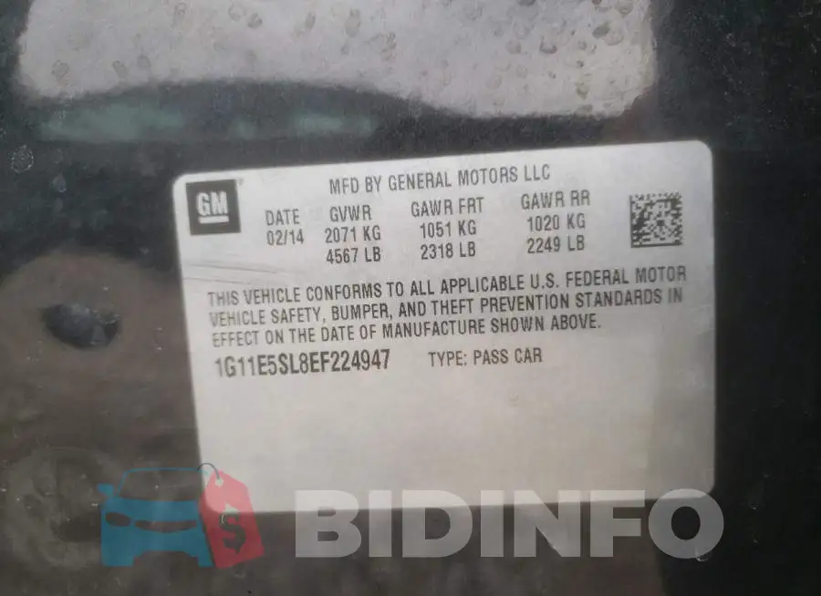 1G11E5SL8EF224947 Photo# 10