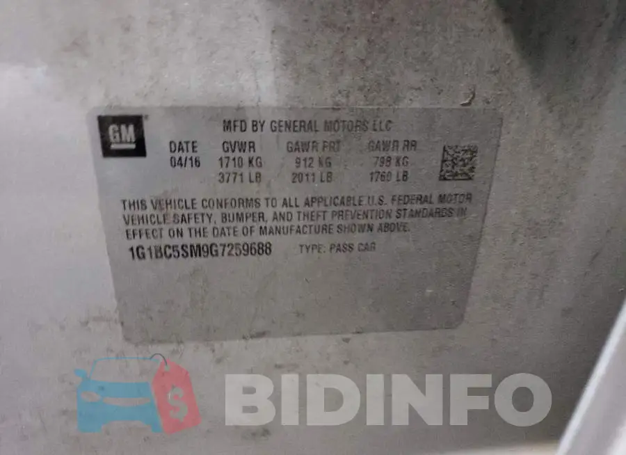 1G1BC5SM9G7259688 Photo# 12