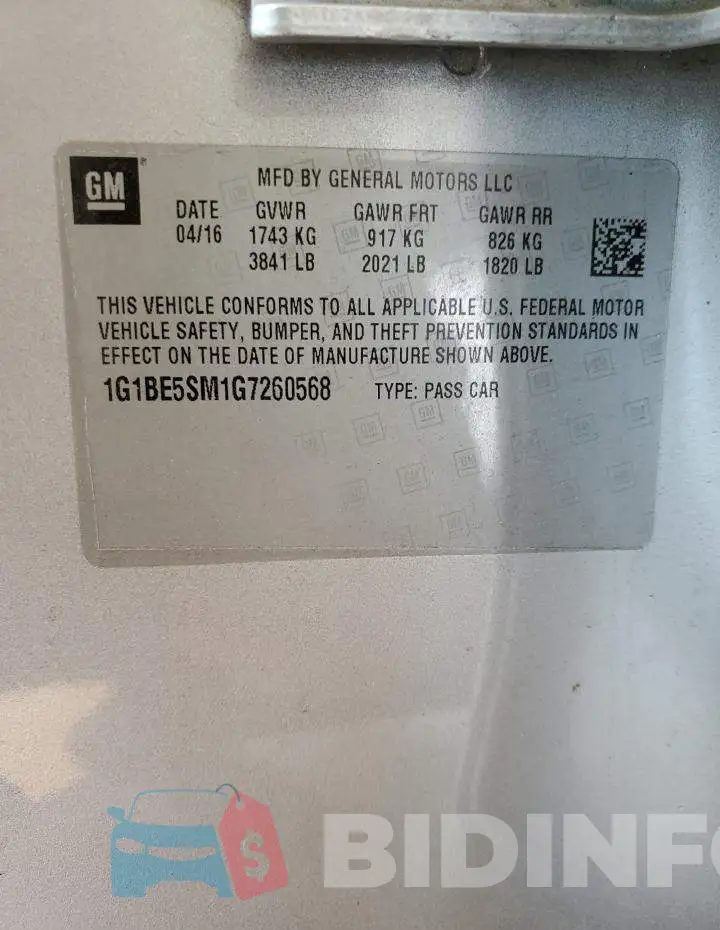 1G1BE5SM1G7260568 Photo# 13