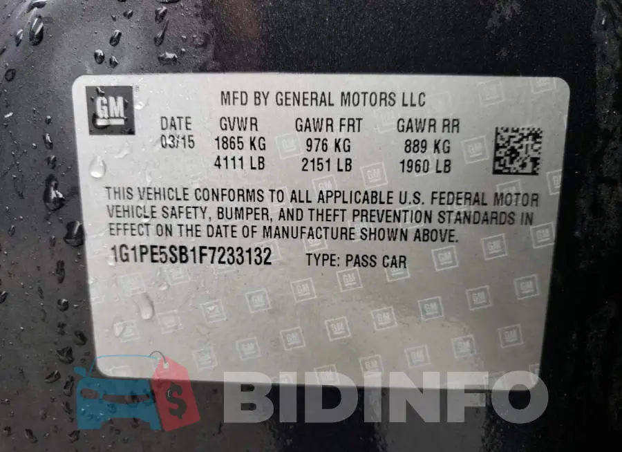 1G1PE5SB1F7233132 Photo# 13