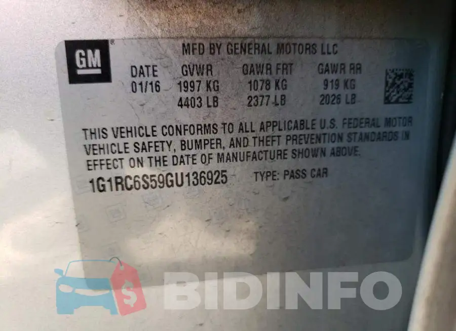 1G1RC6S59GU136925 Photo# 12