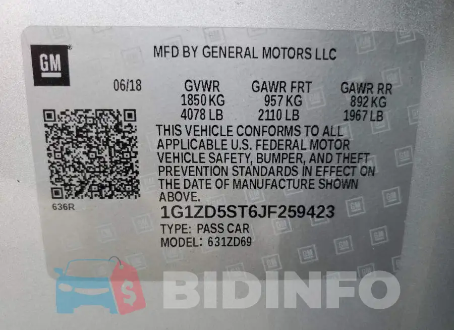 1G1ZD5ST6JF259423 Photo# 12