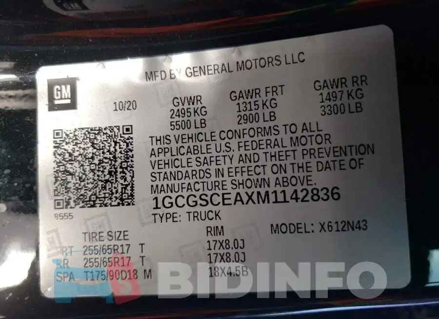 1GCGSCEAXM1142836 Photo# 13