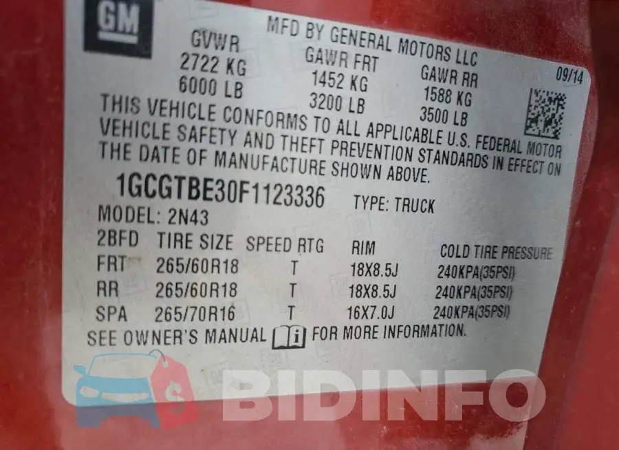 1GCGTBE30F1123336 Photo# 12